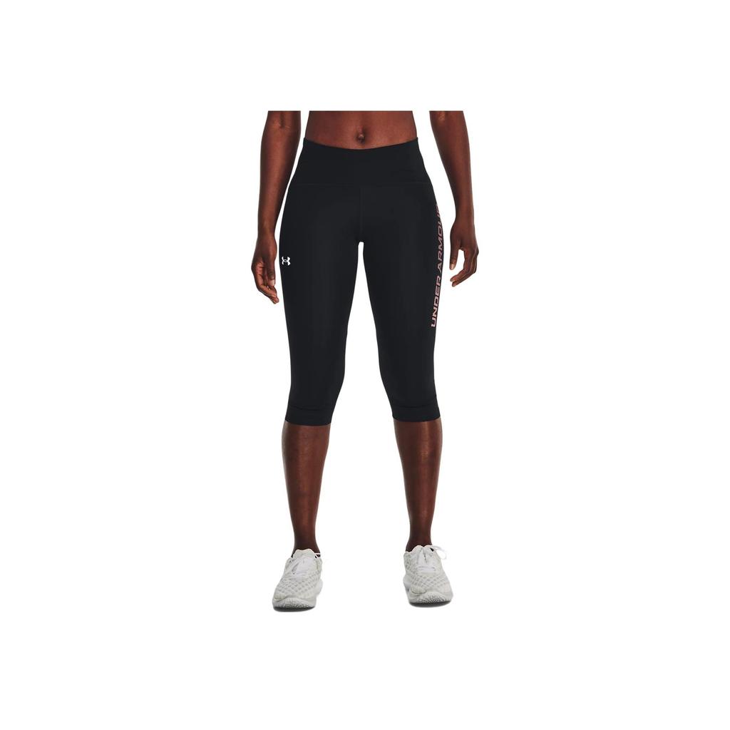 Under Armour Fly-Fast Logo Print Slim Fit Seven-Point Sports Shorts Women Shorts Black 1378911-001