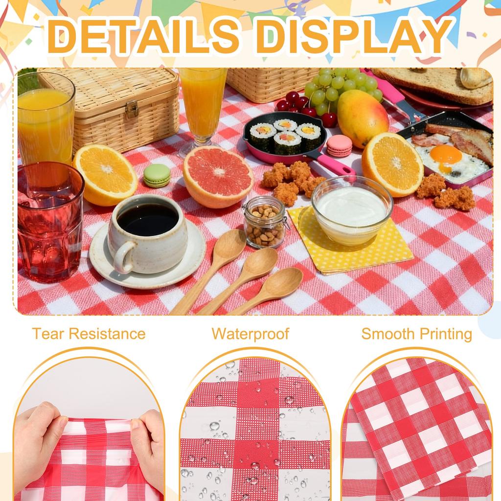 3pcs Gingham Table Cloths 54 X 108" Rectangle Plastic Tablecloth Waterproof Table Cover for Dining Birthday Party Kitchen Picnic