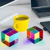 Colorful Faux Crystal Cube Prism Decorative Desktop Toy Light Refraction Science