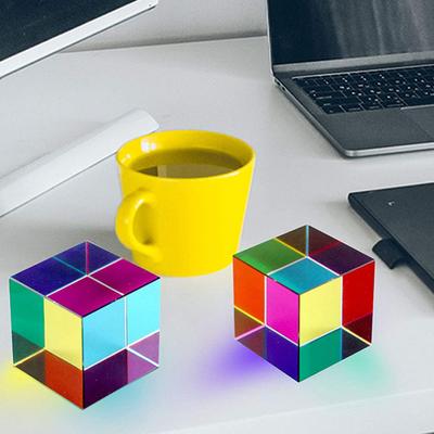 Colorful Faux Crystal Cube Prism Decorative Desktop Toy Light Refraction Science