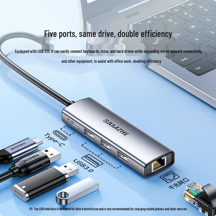 ShanZe DKK6 USB-C Docking Station: HDMI, Gigabit Ethernet, VGA, Audio, USB Hub.