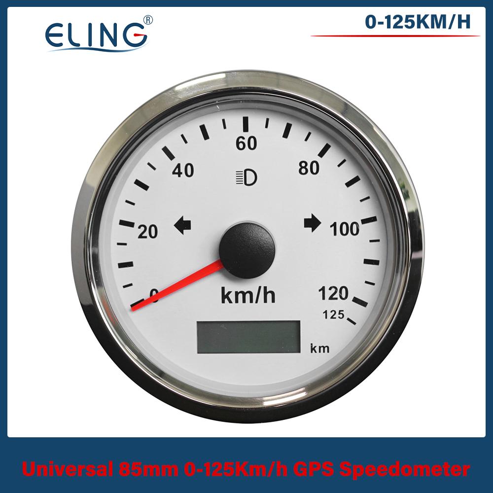 ELING 85mm GPS Speedometer 0-125MPH 0-160MPH 0-200MPH Odometer Left Right High Beam with Red Yellow Backlight for Auto Truck RV