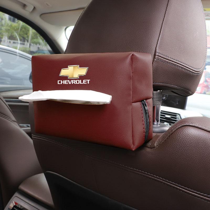 PU Leather Car Tissue Box Facial Tissue Storage Bag For Chevrolet Bolt Spark Tahoe Z71 Aveo Impala Lacetti Malibu Sail SS Cruze