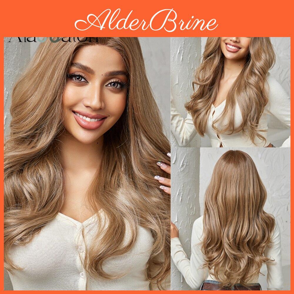 Alan Eaton Light Brown Lace Front Wig Long Curly Wave Middle Parted Wig Natural Hairline Synthetic Hair For Women Heat Resistant