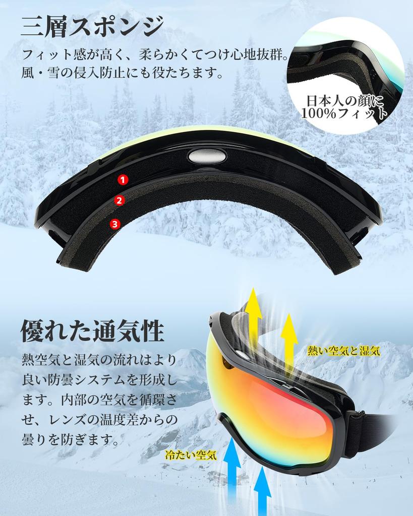 Laberush Double Lens OTG Snow Goggles with REVO UV Impact Ultra and Glasses Helmet Sports Goggles with Goggle Case and Adjustable Suitable for and