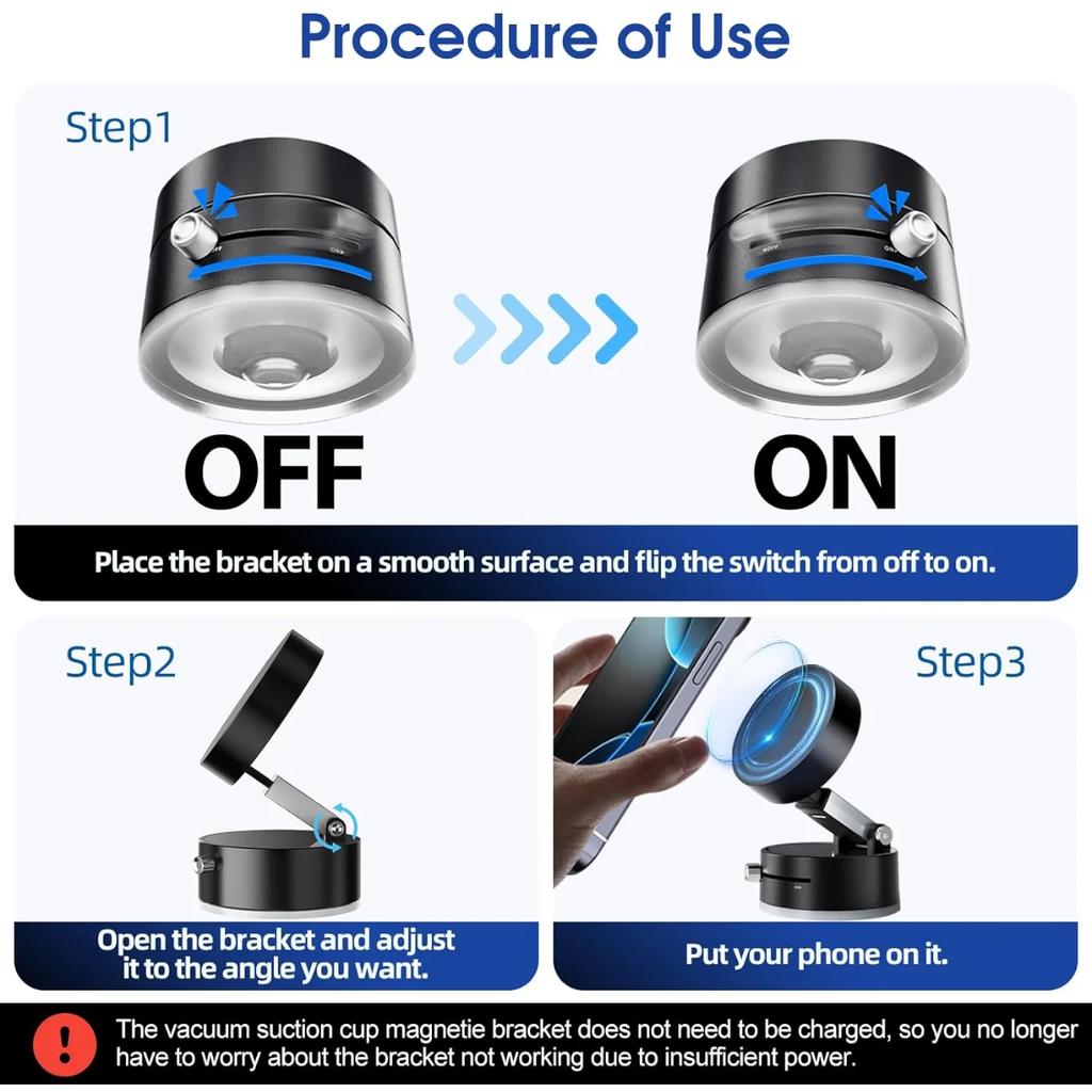 Ultra Magnetic Phone Holder Foldable Car Phone Mount Dashboard Phone Bracket 360 Degree Rotation Vacuum Suction Cup GPS Stand