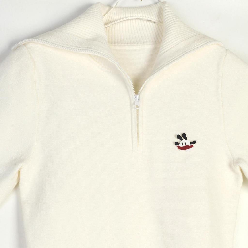 D's New Spring/Summer Cartoon Age-Defying Polo Collar Pleated Knitted Dress with Zipper