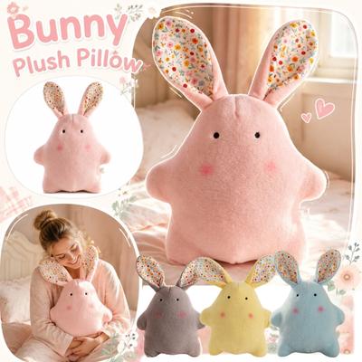 Plush Bunny Stuffed Animal Soft Toy Decorative Rabbit Doll with Patterned Inner Ears Suitable for Gifts and Home Decoration