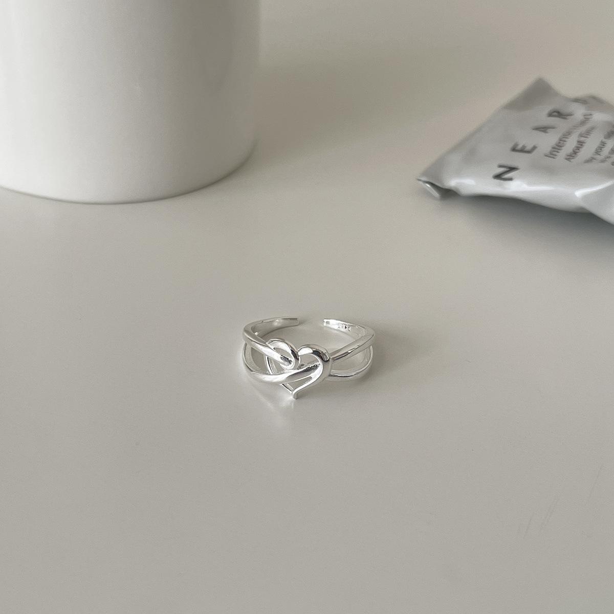 

925 sterling silver interwoven love ring women s fashion niche design sense index finger ring simple and versatile autumn and winter ring opening adjustable