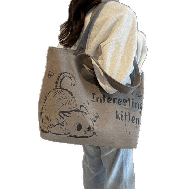 Trendy 2025 Large Canvas Tote Bag for Women - Versatile Commute or Shopping Shoulder Bag