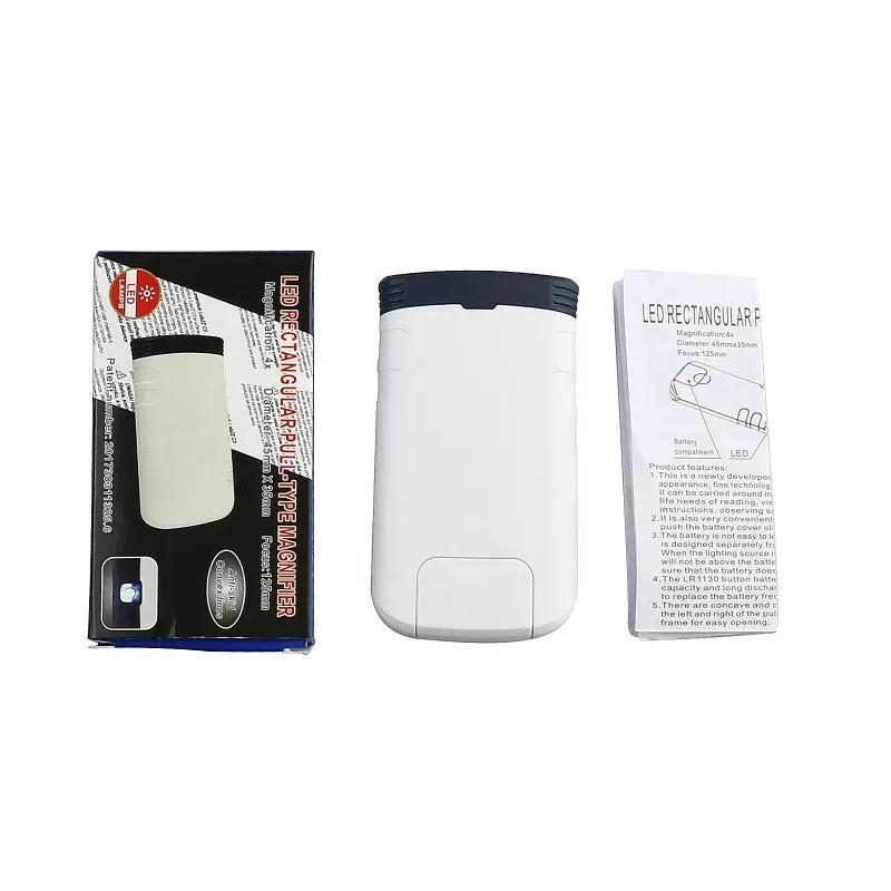 Loupe 4X avec 3 lumières LED - Microscope de poche pliable pour bijoux, lecture et loisirs créatifs (Lentille d'agrandissement portable éclairée, Lentille HD)