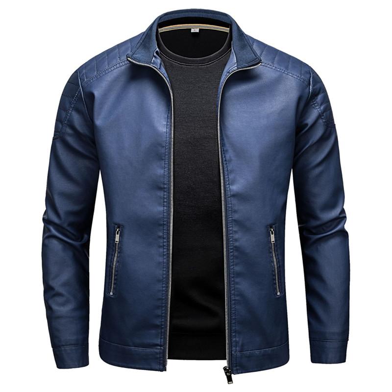 Stehkragen PU Lederjacke Herrenmode Jacke Lässige Herren PU Lederjacke Slim Koreanische Version Herrenbekleidung