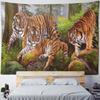 Animal oil painting tapestry, tiger lion elephant wolf, art decoration, wall hanging, hippie, home background cloth, bedroom