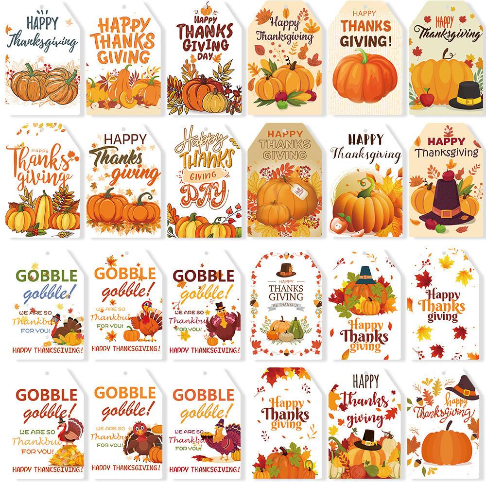 Turkey Thanksgiving Pumpkin Party Paper Gift Tags Set Event Decorations Hanging