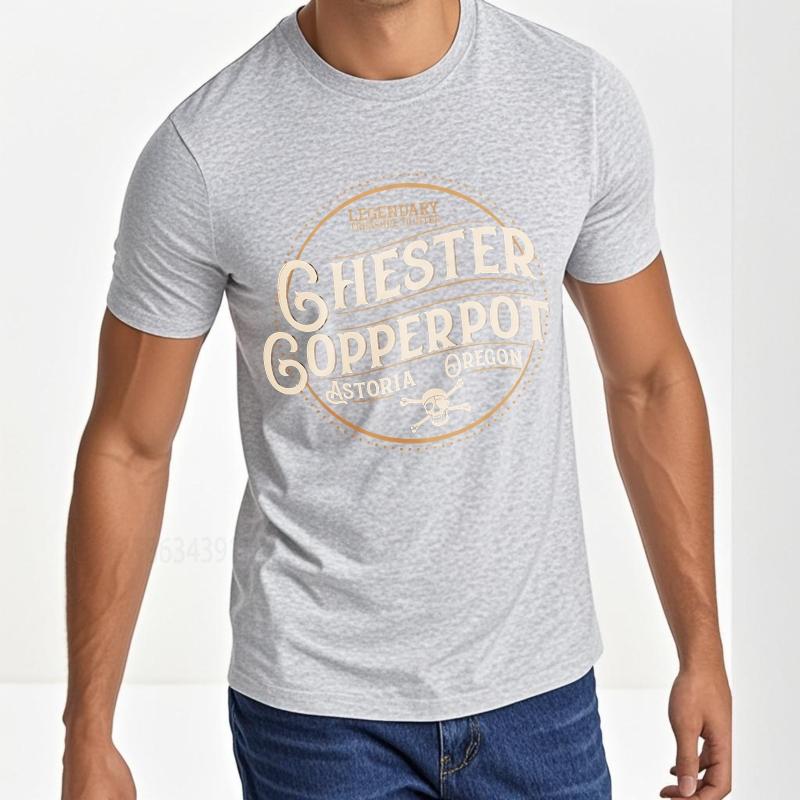Coton été Pour homme t-shirt Chasseur de trésors légendaire Ghester Copperpot Astoria Oregon Manches courtes Street Wear Col rond hauts