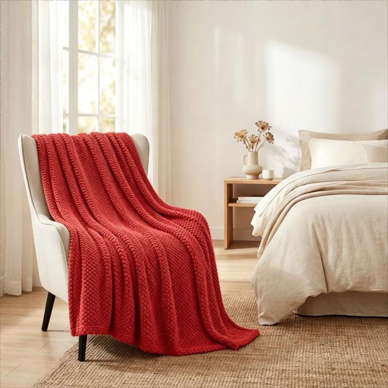 Soft Fleece Throw Blanket Sofa Bed Office Nap Lightweight Warm All Season Use