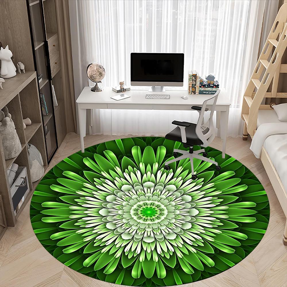 1pc Green Floral Pattern Chair Carpet for Office, Soft Flannel Throw Mat, Perfect for Office,Holiday Party Decoration Choice Yy251113185