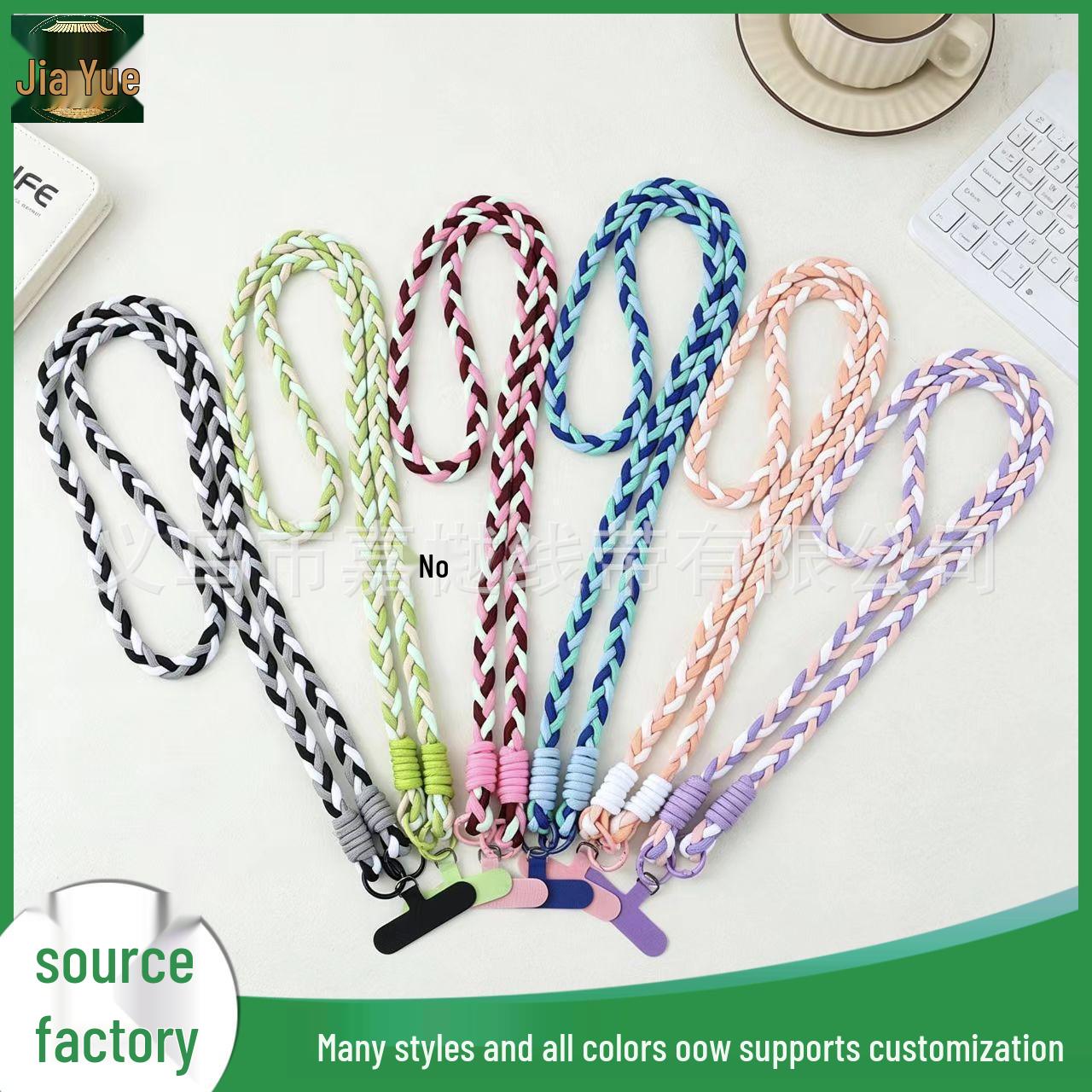 Handmade Braided Three-Color Crossbody Phone Lanyard SP003 Blue