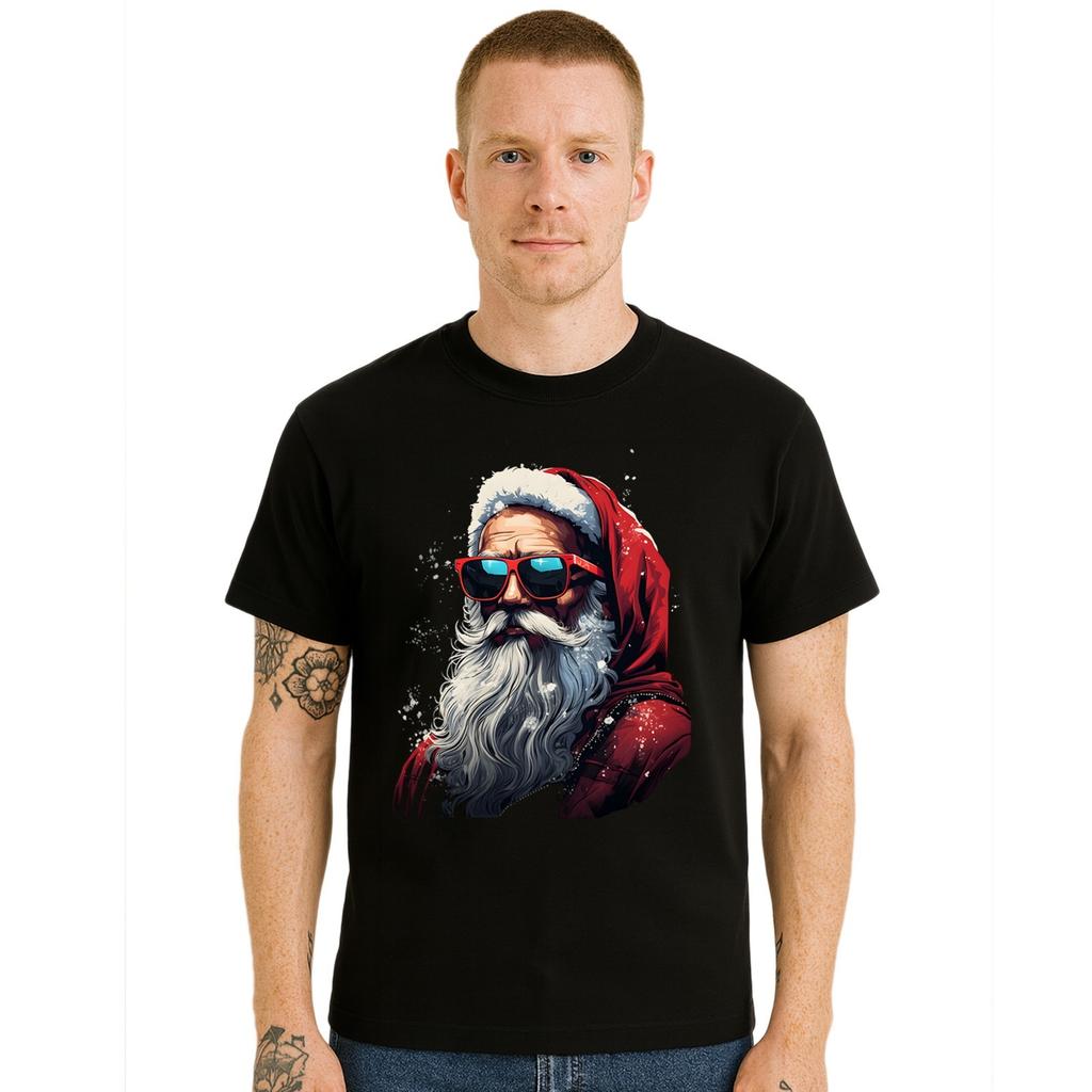 Biker Santa Claus Father Christmas Mens T-Shirt Party Xmas Gift Novelty Top Tee