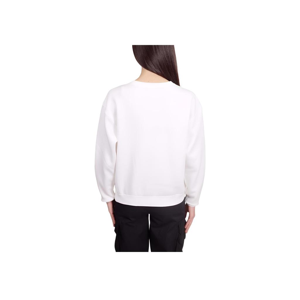 Polo Ralph Lauren FW23 Solid Color Equestrian Logo Blended Knit Crewneck Loose Sweatshirt Women sweatshirt White 211943006-001