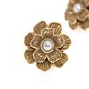 Retro Flower Beaded Pearl Stud Earrings Antique Collarbone Chain Fashion High-End Earrings