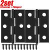 Black Door Hinges Stainless Steel Butt Hinges with Screws Cabinet Drawer Furniture Hinges Mounting Plate Flat Fixing Brackets