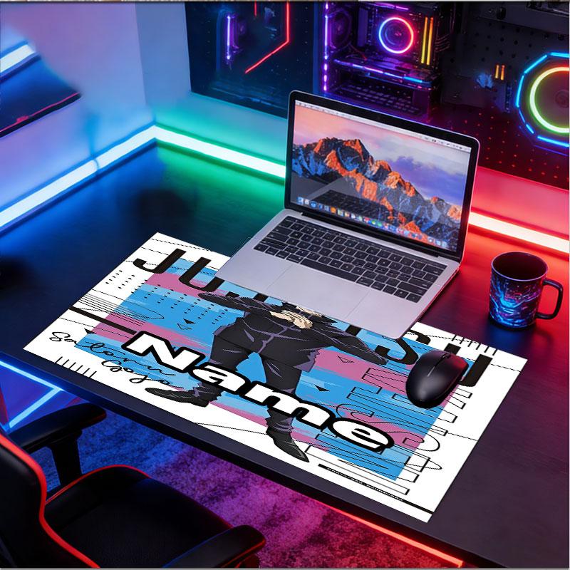 Custom Name Personalized Jujutsu Kaisen Pattern Mousepad, Laptop PC Desk Mat, Decorative Desk Mat for Home Keyboard Pad Gift