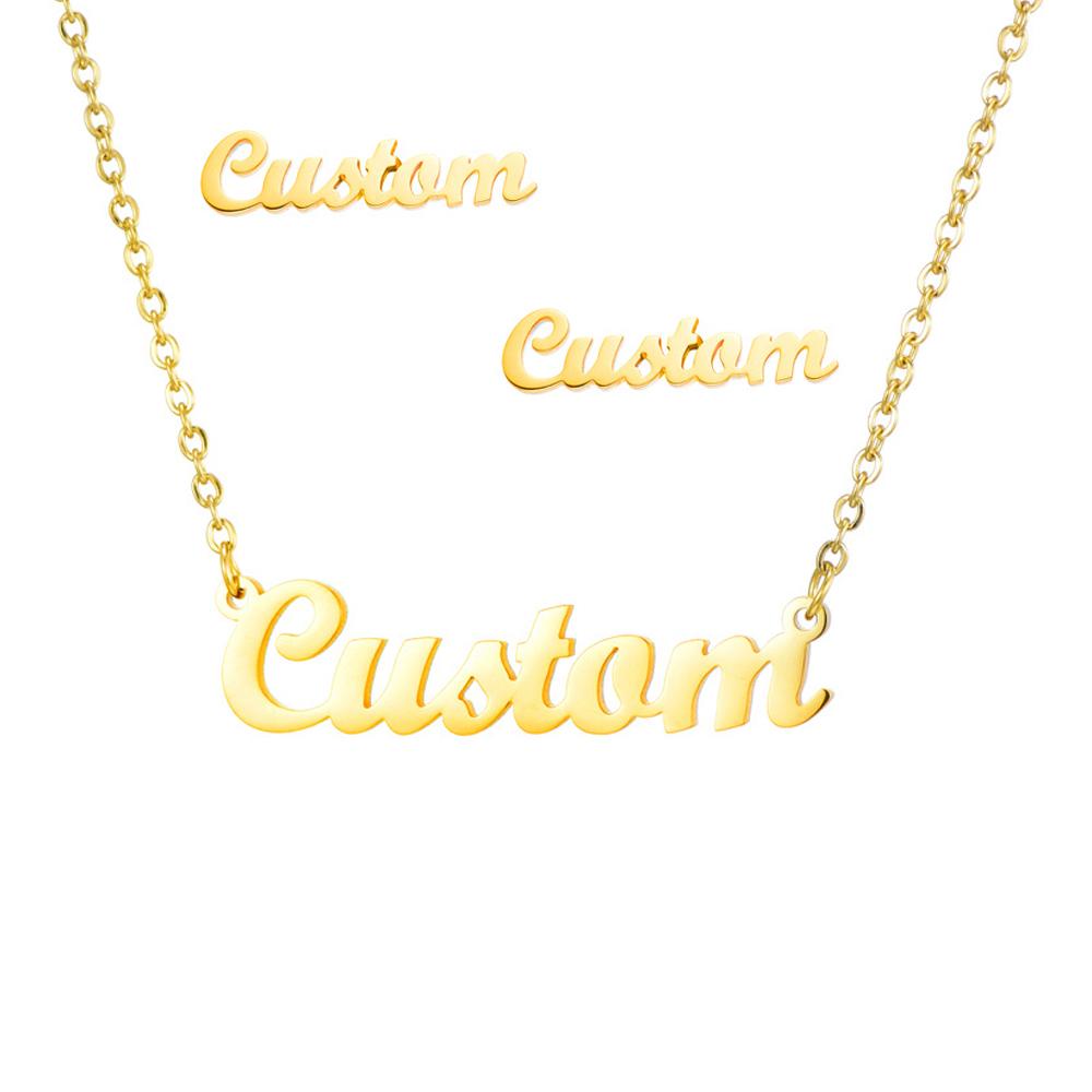 Custom Letter Pendant Necklace For Women Gold Sliver Color Personized Name Charm Stainless Steel Choker Earrings