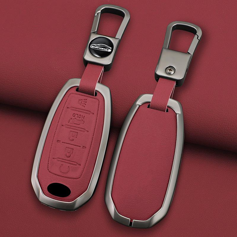 For Infiniti Q50 Q60 Qx50 Qx55 Qx60 Q70L Zinc Alloy Leather Car Full Key Case Cover Smart Remote Keychain Accessories