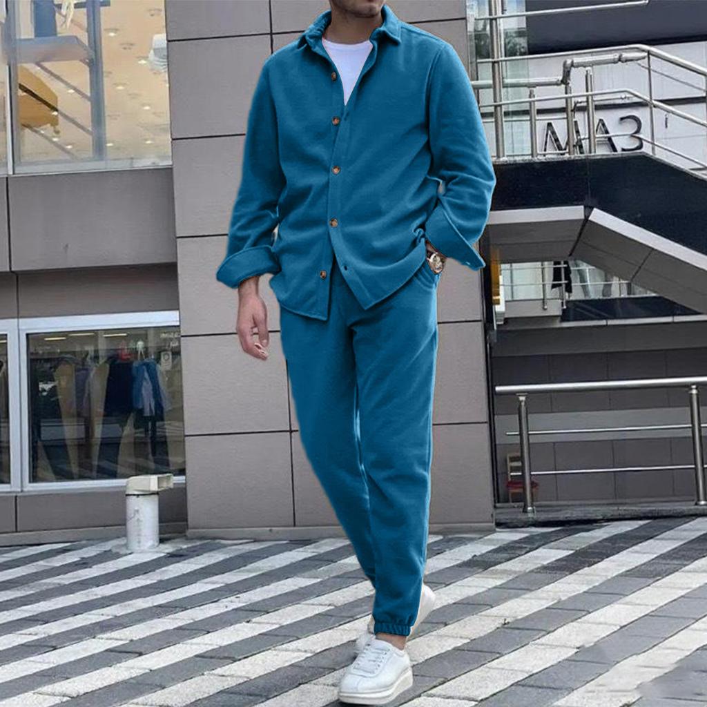 Fleece Pajama Set For Men 2 Piece Cozy Long Sleeve Shirt And Jogger Pants Winter Warm  Outfits Casual