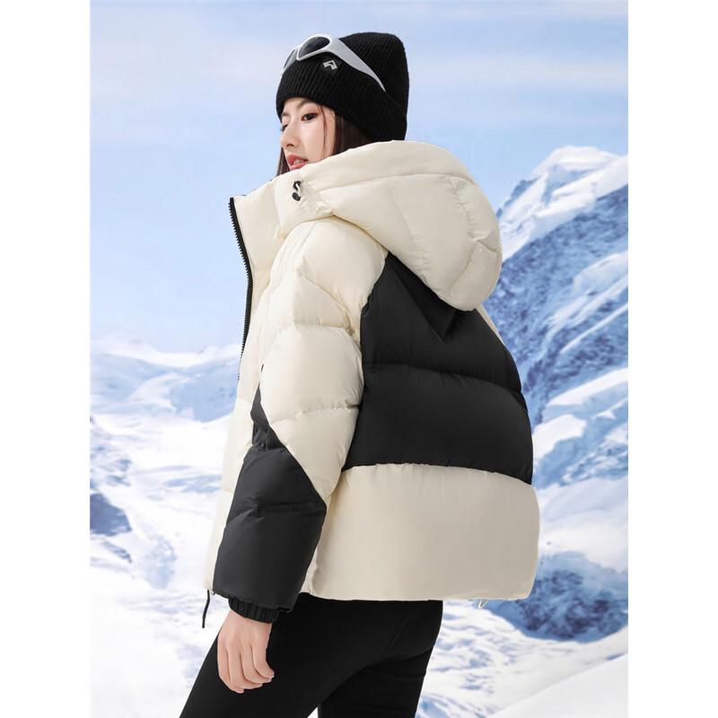 SNOWFLYING Women's Short Hooded Puffer Down Jacket