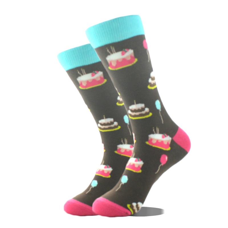 Happy Design Ctue Funny Socks Men Animals Food Pattern Sokken  Divertidos Jacquard Calcetines Unisex Hip Hop Skateboard Sox