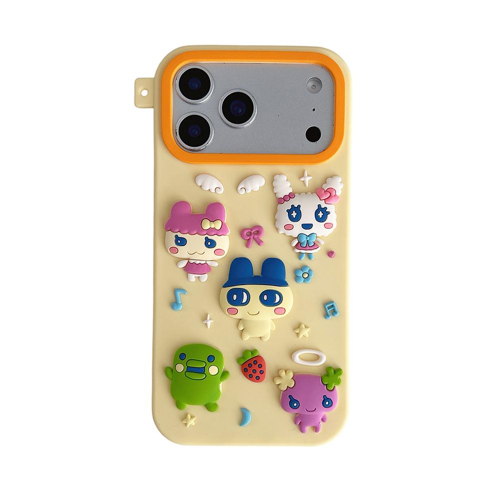 Lustiges 3D-Cartoon-Tamagotchi-Handgelenkschlaufe-Hülle Für iPhone 12 13 14 15 16 Plus 17 Pro Max Weiches Silikon Stoßfestes Rückseitige Abdeckung