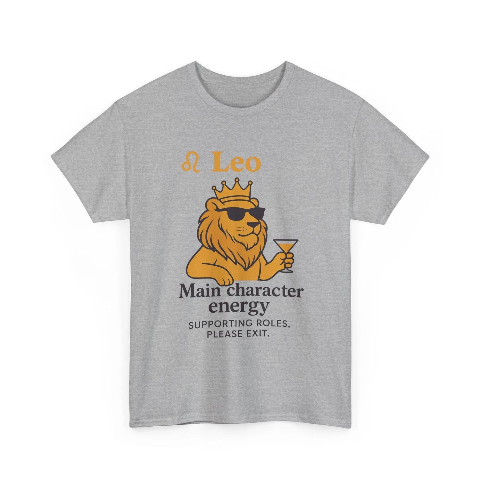 Leo Main Character Energy T-Shirt, Lion Crown Shades Throne, Zodiac Tee, 3XL