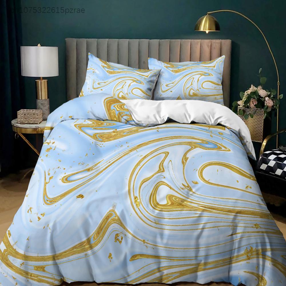 Kleur Halo Verven Marmer Dekbedovertrek Beddengoedset Paars Blauw Kleurrijk Eenpersoons Tweepersoons Twin/Queen Voor Mannen Vrouwen Kinderen Cadeau