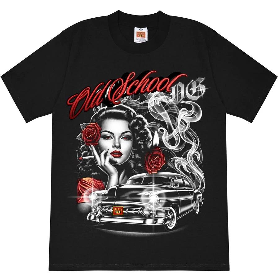 Old School OG Lowrider Girl T Shirt Vintage Car Street Style Tee XL