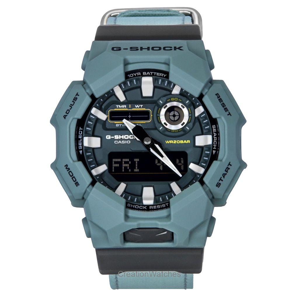 

Casio G-Shock аналоговые цифровые часы с тканым ремешком, синий циферблат, кварцевые часы GA-010CE-2A 200M для мужчин синий