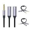 Headphone Splitter 2 in 1 High Fidelity Lossless Nylon-Braided Dual 3.5mm Male Microphone Audio to 3.5mm Female Adapter Cable Computer Accessories