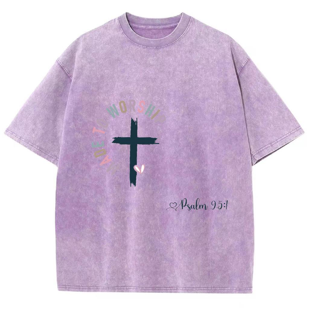 Cross Letter Hand Painted Print Women's T-Shirt Oversized Washed Short Sleeve Fashion Design Hot Selling Top Tees