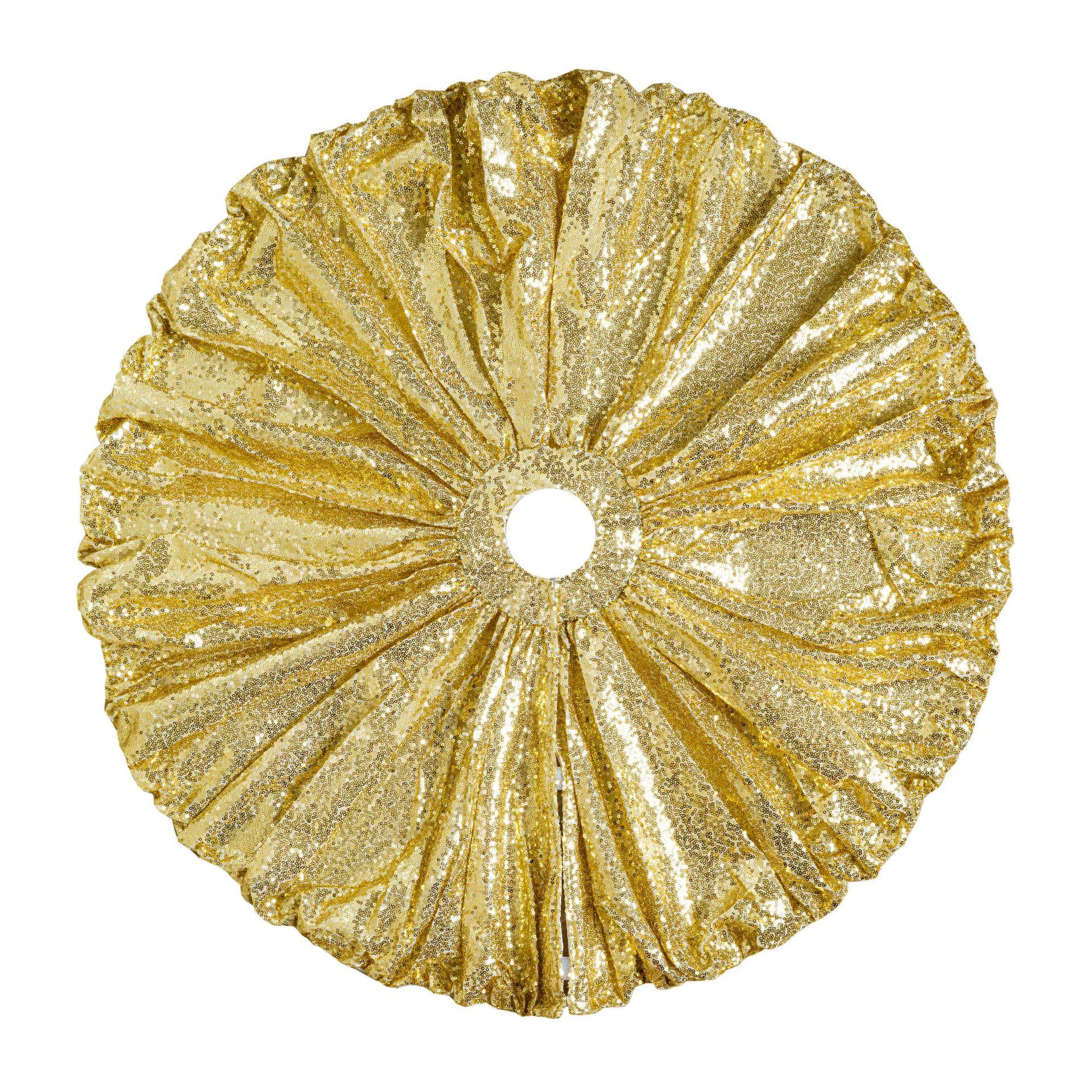 Gold Sequin Christmas Tree Skirt Sparkling Holiday Decoration