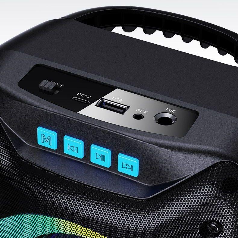Przenośny Bezprzewodowy Głośnik Bluetooth z basowym głośnikiem stereo Subwoofer światło imprezowe disco LED flash radio FM Zewnętrzny głośnik bezprzewodowy