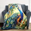 1pc Peacock Garden Lightweight Flannel Blanket, Comfortable and Warm Blanket, for Office and Camping Sofa Bed, Livingroom194