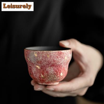 Ręcznie Robiony Kubek do Herbaty z Ceramiki w Kolorze Skały i Minerałów z Ręcznie Malowanym Złotem Punktowym, Ceramiczny Kubek Mistrzowski do Degustacji Herbaty, Czarka do Herbaty Chazhan, Zestaw do Herbaty Kung Fu, Pudełko Prezentowe