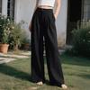 Women’s Beach-Style Cotton-Linen Casual Trousers: Wide-Leg, Loose-Fit Long Trousers
