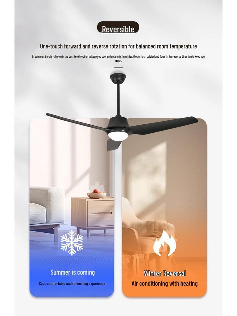 Nordic Retro Chandelier with Variable Frequency Fan Light for Living Room and Restaurant - ETL Certified