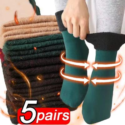 Damen Winterstiefel Thermosocken Samt Verdicken Wollfleece Schneestrumpf Weicher Schlafboden Harajuku Medium Tube Sock
