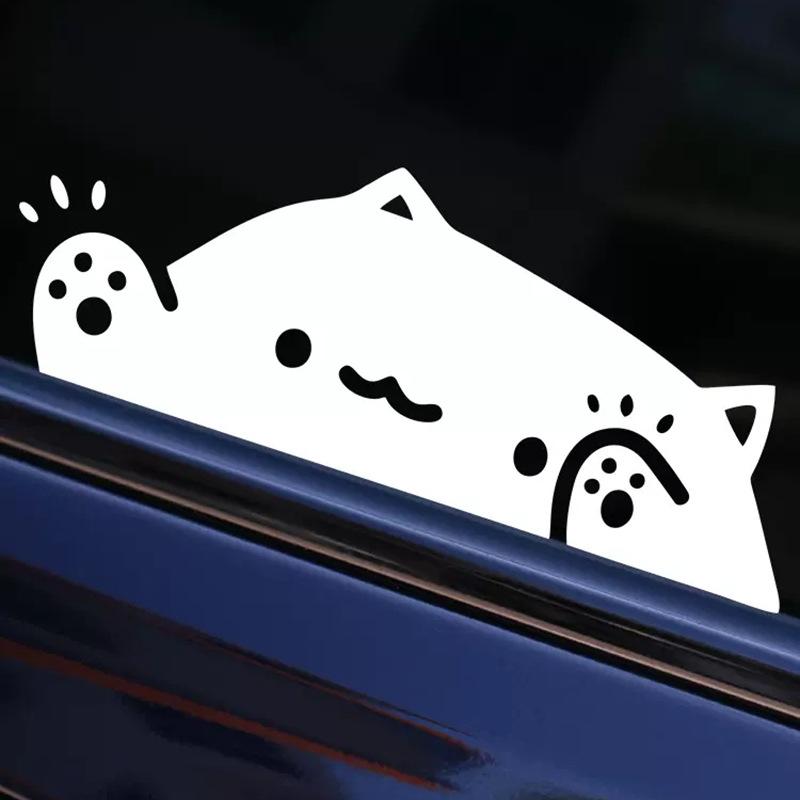 Colorful Laser Cute Cat Car Sticker, Kitten Knocking On Window,Cat Personality Car Sticker, Creative Decorative Covering Sticker