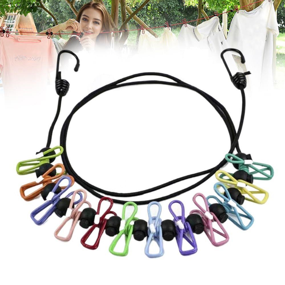 With 12 Clothespins Outdoor Clothesline Windproof Non-Slip Clotheslines  Outdoor Travel Camping