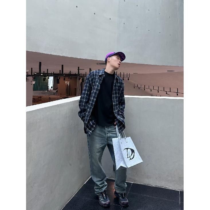 Kostkovaná košile s dlouhým rukávem 2024 Japonský hongkongský styl volná chlapecká košile letní trendy všestranný ležérní kabát