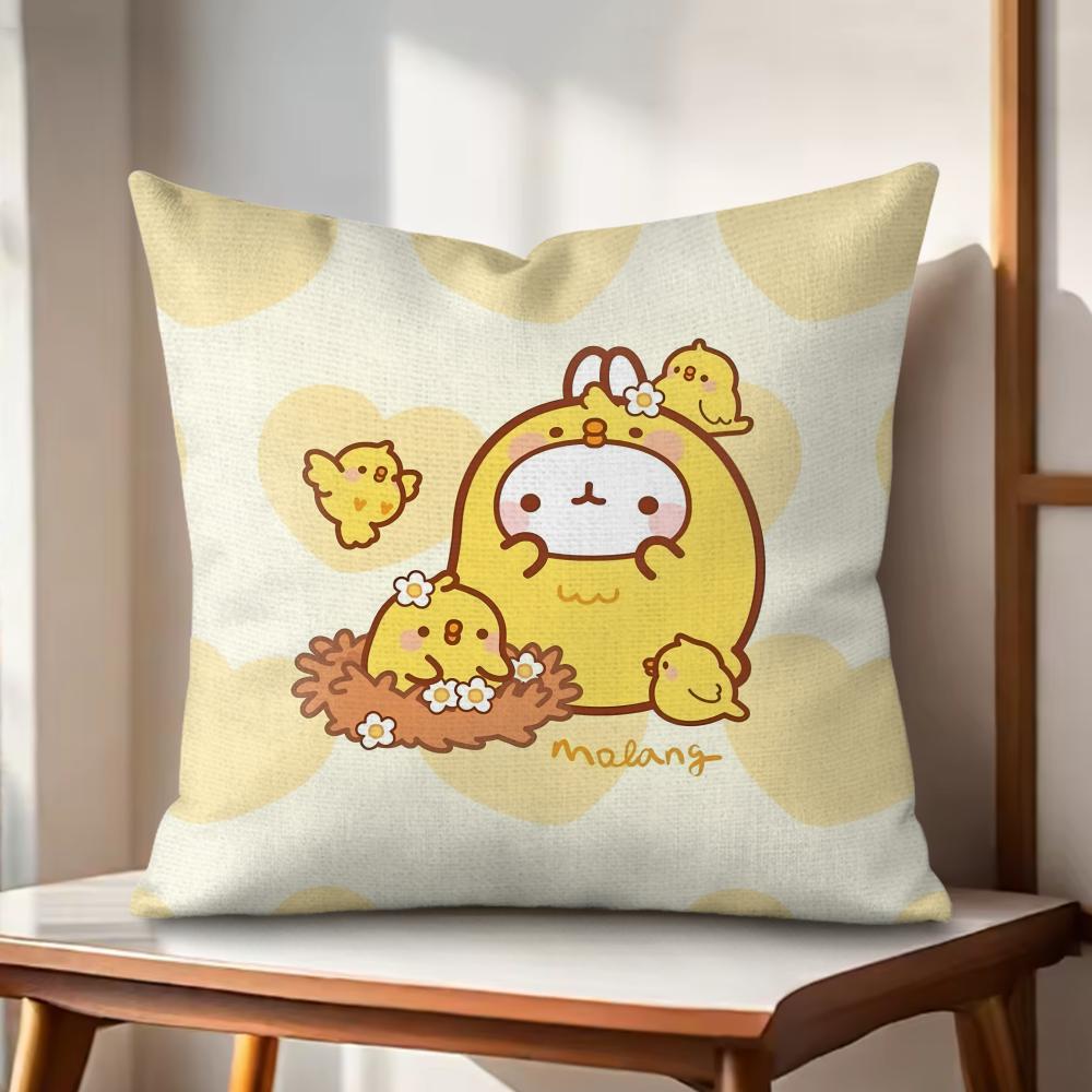 Classic MMolang Cushion Cover Natural Linen Organic Fabric DoubleSided Printing Couch Pillow Covers Home Decor